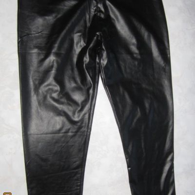 NWT La Kosmo High-Rise Faux Leather Leggings Women's   Black Elastic Waist 3XL